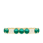 Certified Created Emerald and Diamond Designer Eternity Band Ring Lab Created Emerald - ( AAAA ) - Quality - Rosec Jewels