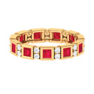 2 CT Princess Cut Created Ruby Full Eternity Ring with Moissanite Lab Created Ruby - ( AAAA ) - Quality - Rosec Jewels