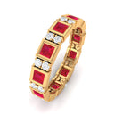 2 CT Princess Cut Created Ruby Full Eternity Ring with Moissanite Lab Created Ruby - ( AAAA ) - Quality - Rosec Jewels