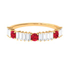 1.25 CT Created Ruby and Moissanite Semi Eternity Ring in Gold Lab Created Ruby - ( AAAA ) - Quality - Rosec Jewels