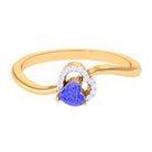 Heart Shape Tanzanite and Diamond Twisted Promise Ring Tanzanite - ( AAA ) - Quality - Rosec Jewels