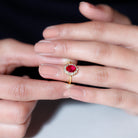 1.50 CT Princess Diana Inspired Created Ruby and Diamond Ring Lab Created Ruby - ( AAAA ) - Quality - Rosec Jewels