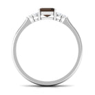 Emerald Cut Smoky Quartz Solitaire Engagement Ring with Diamond Trio Smoky Quartz - ( AAA ) - Quality - Rosec Jewels