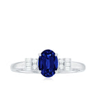 Rosec Jewels-Classic Oval Lab Grown Blue Sapphire Engagement Ring with Diamond