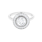 2 CT Vintage Inspired Round Moissanite Halo Engagement Ring in Gold Moissanite - ( D-VS1 ) - Color and Clarity - Rosec Jewels