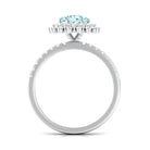 2 CT Round Aquamarine Statement Engagement Ring with Moissanite Aquamarine - ( AAA ) - Quality - Rosec Jewels