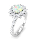 2 CT Round Ethiopian Opal Statement Engagement Ring with Moissanite Ethiopian Opal - ( AAA ) - Quality - Rosec Jewels