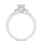 Classic Princess Cut Rose Quartz and Diamond Engagement Ring Rose Quartz - ( AAA ) - Quality - Rosec Jewels