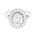 4.75 CT Vintage Style Oval Simulated Diamond Halo Engagement Ring Zircon - ( AAAA ) - Quality - Rosec Jewels