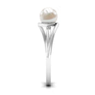 Round Freshwater Pearl Solitaire Bypass Ring Freshwater Pearl - ( AAA ) - Quality - Rosec Jewels