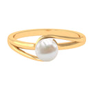 Round Freshwater Pearl Solitaire Bypass Ring Freshwater Pearl - ( AAA ) - Quality - Rosec Jewels