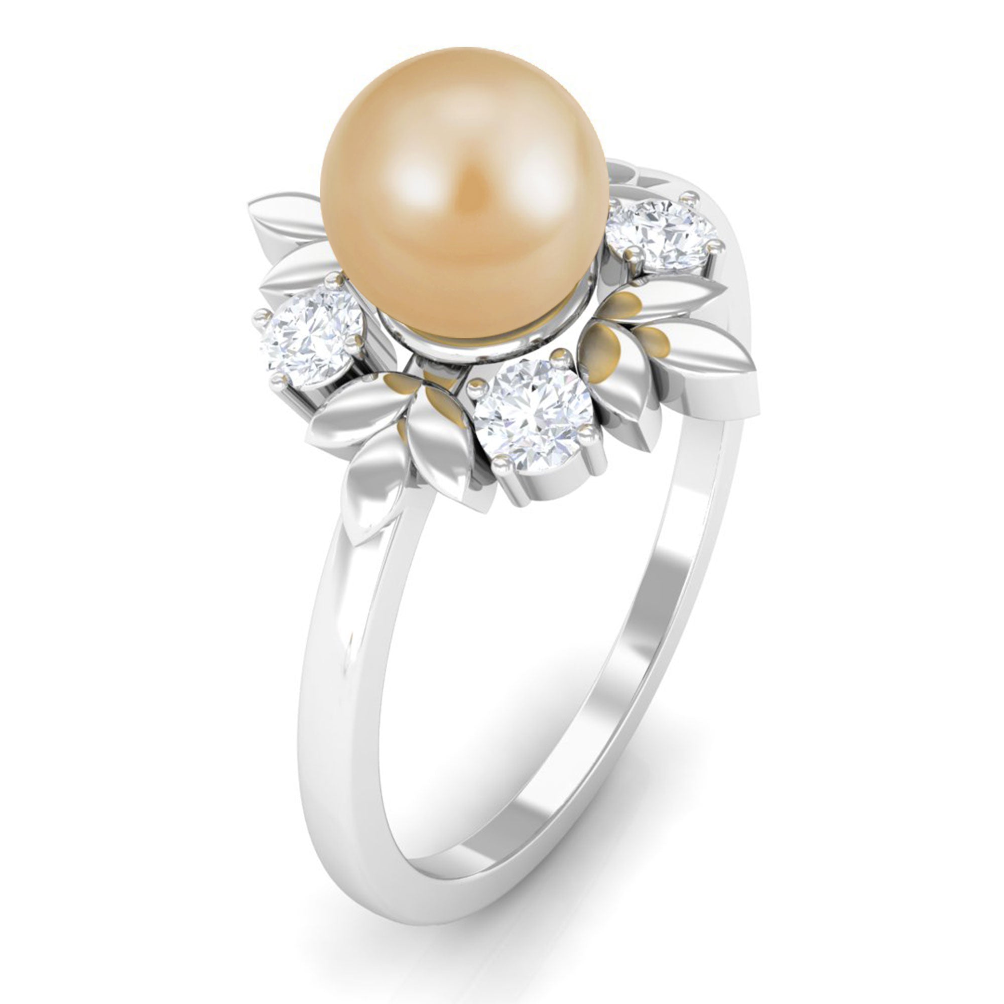 2.75 CT South Sea Pearl Cocktail Engagement Ring with Diamond South Sea Pearl - ( AAA ) - Quality - Rosec Jewels