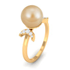 Round South Sea Pearl Designer Engagement Ring with Diamond South Sea Pearl - ( AAA ) - Quality - Rosec Jewels