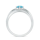 Infinity Shank Round Swiss Blue Topaz Engagement Ring with Diamond Swiss Blue Topaz - ( AAA ) - Quality - Rosec Jewels