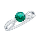 Infinity Shank Round Created Emerald Engagement Ring with Diamond Lab Created Emerald - ( AAAA ) - Quality - Rosec Jewels