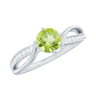 Infinity Shank Round Peridot Engagement Ring with Diamond Peridot - ( AAA ) - Quality - Rosec Jewels