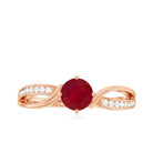 Infinity Shank Ruby Solitaire Engagement Ring with Diamond Ruby - ( AAA ) - Quality - Rosec Jewels