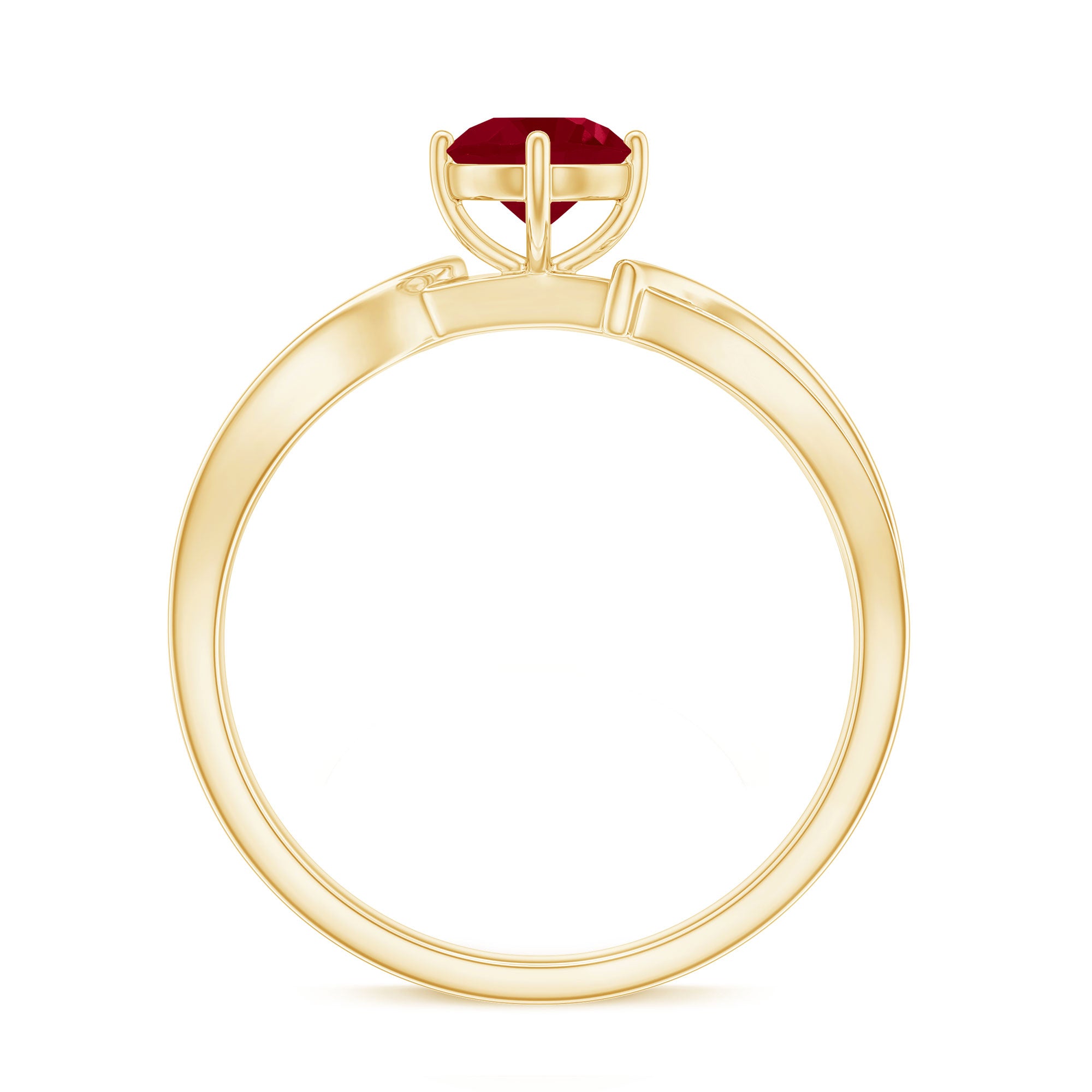 Infinity Shank Ruby Solitaire Engagement Ring with Diamond Ruby - ( AAA ) - Quality - Rosec Jewels