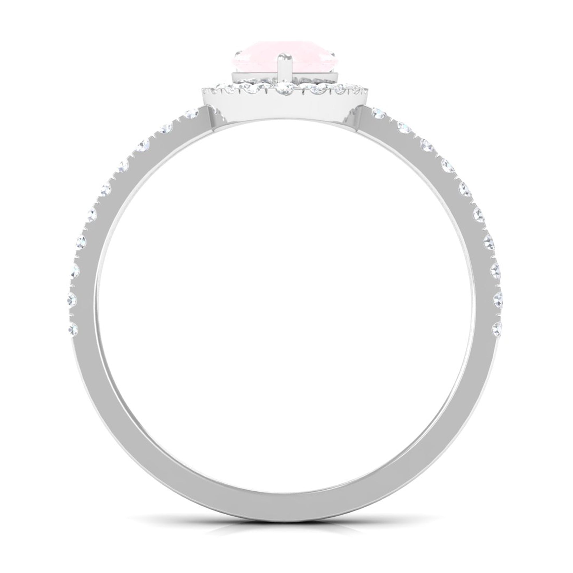 1 CT Minimal Rose Quartz Engagement Ring with Diamond Accent Rose Quartz - ( AAA ) - Quality - Rosec Jewels