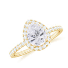 2.5 CT Pear Shaped Simulated Diamond Halo Engagement Ring in Gold Zircon - ( AAAA ) - Quality - Rosec Jewels