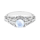 3/4 CT Vintage Moonstone Engagement Ring with Diamond Moonstone - ( AAA ) - Quality - Rosec Jewels