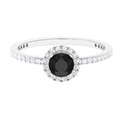 Round Shape Black Diamond Halo Engagement Ring with Diamond Black Diamond - ( AAA ) - Quality - Rosec Jewels