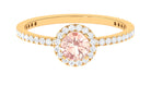 Round Shape Morganite Halo Engagement Ring with Diamond Morganite - ( AAA ) - Quality - Rosec Jewels