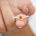 Round Shape Fire Opal Halo Engagement Ring with Diamond Fire Opal - ( AAA ) - Quality - Rosec Jewels