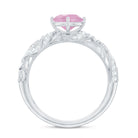 Solitaire Rose Quartz Vintage Inspired Engagement Ring with Diamond Rose Quartz - ( AAA ) - Quality - Rosec Jewels