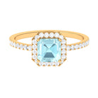 2 CT Asscher Cut Sky Blue Topaz and Diamond Halo Engagement Ring Sky Blue Topaz - ( AAA ) - Quality - Rosec Jewels