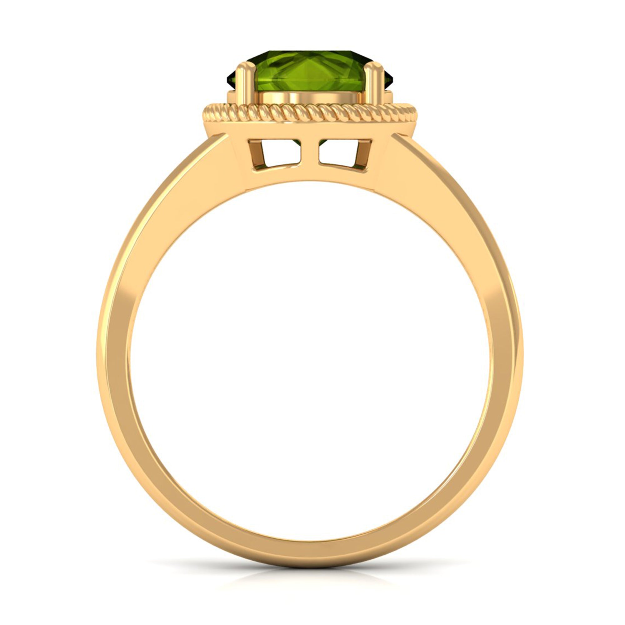 2 CT Round Peridot Solitaire Gold Ring in Split Shank Peridot - ( AAA ) - Quality - Rosec Jewels