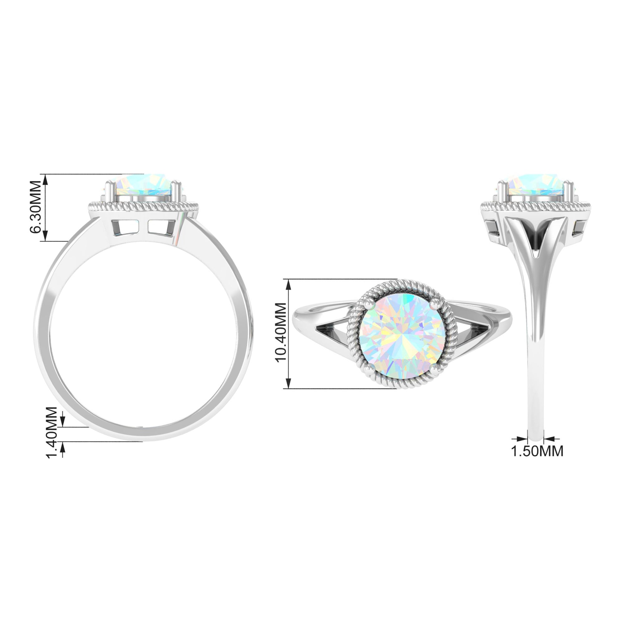 2 CT Round Ethiopian Opal Solitaire Gold Ring in Split Shank Ethiopian Opal - ( AAA ) - Quality - Rosec Jewels