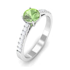 Round Green Sapphire Engagement Ring with Diamond Green Sapphire - ( AAA ) - Quality - Rosec Jewels