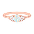 3/4 CT Ethiopian Opal Engagement Ring with Diamond Trio Ethiopian Opal - ( AAA ) - Quality - Rosec Jewels