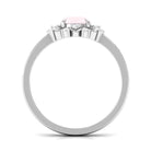 Round Rose Quartz and Diamond Flower Engagement Ring Rose Quartz - ( AAA ) - Quality - Rosec Jewels