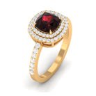 Cushion Cut Garnet Double Halo Engagement Ring with Diamond Garnet - ( AAA ) - Quality - Rosec Jewels