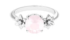 2 CT Round Rose Quartz Solitaire Flower Engagement Ring with Diamond Rose Quartz - ( AAA ) - Quality - Rosec Jewels