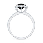 Oval Cut Created Black Diamond and Diamond Classic Halo Engagement Ring Lab Created Black Diamond - ( AAAA ) - Quality - Rosec Jewels