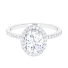 Oval Zircon Classic Halo Engagement Ring Zircon - ( AAAA ) - Quality - Rosec Jewels