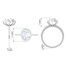 Oval Zircon Classic Halo Engagement Ring Zircon - ( AAAA ) - Quality - Rosec Jewels