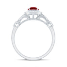 Created Ruby and Diamond Antique Style Engagement Ring Lab Created Ruby - ( AAAA ) - Quality - Rosec Jewels