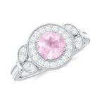 1.50 CT Vintage Inspired Rose Quartz Engagement Ring with Diamond Rose Quartz - ( AAA ) - Quality - Rosec Jewels