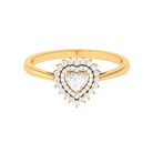 Heart Shape Zircon Statement Engagement Ring with Double Halo Zircon - ( AAAA ) - Quality - Rosec Jewels