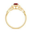 Vintage Created Ruby Diamond Engagement Ring Lab Created Ruby - ( AAAA ) - Quality - Rosec Jewels