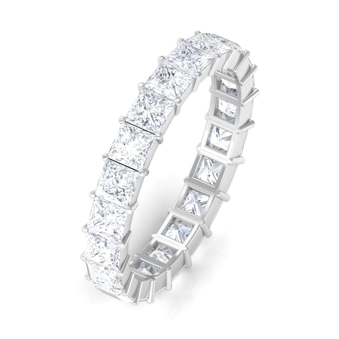 Princess Cut Moissanite Eternity Ring Moissanite - ( D-VS1 ) - Color and Clarity - Rosec Jewels