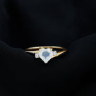 Heart Shape Real Moonstone Solitaire Promise Ring with Diamond Moonstone - ( AAA ) - Quality - Rosec Jewels