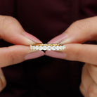 Round Cubic Zirconia Full Eternity Band Ring in Gold Zircon - ( AAAA ) - Quality - Rosec Jewels