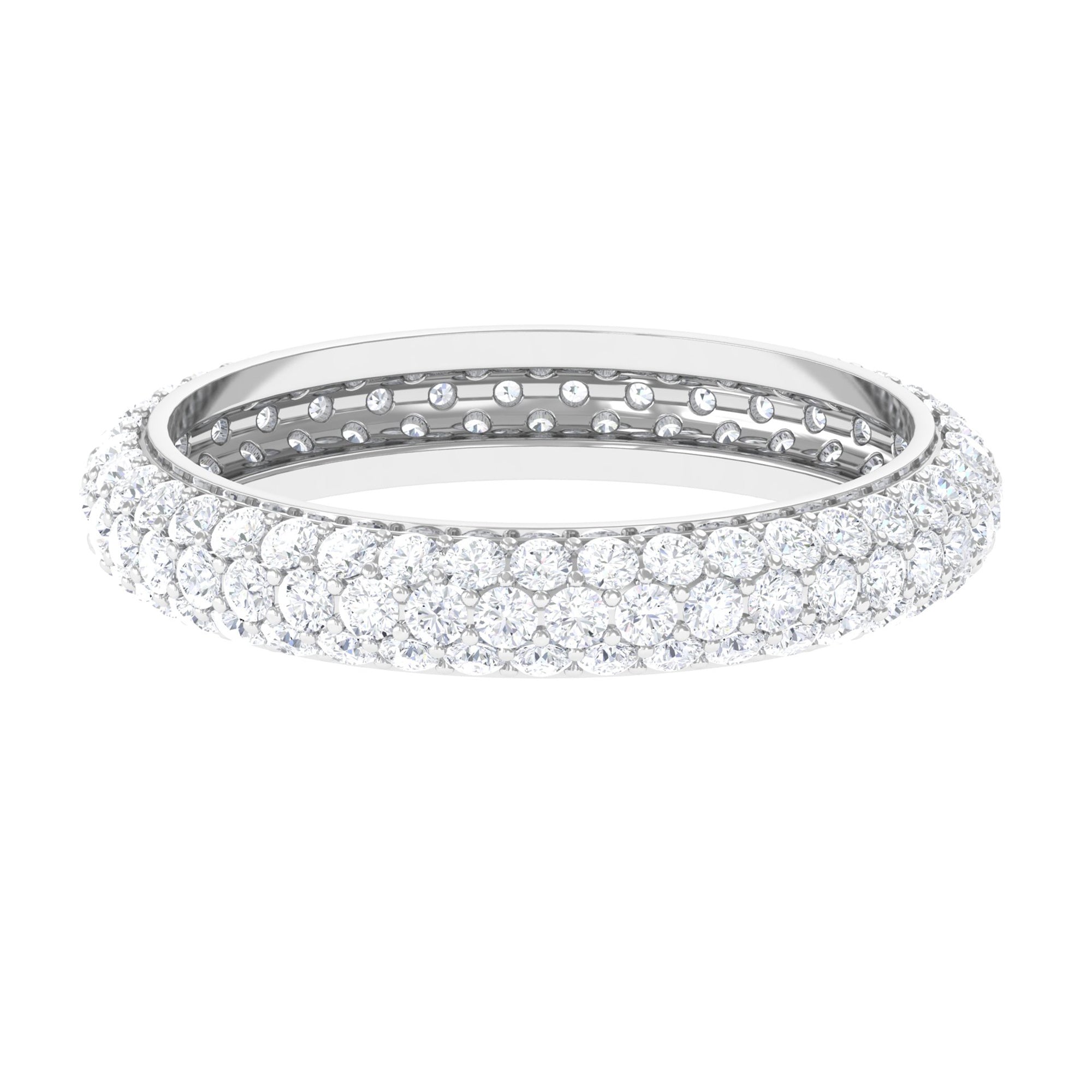 3 CT Simulated Diamond Three Row Eternity Band in Gold Zircon - ( AAAA ) - Quality - Rosec Jewels