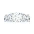 Round Shape Moissanite Solitaire Antique Style Ring in Gold Moissanite - ( D-VS1 ) - Color and Clarity - Rosec Jewels