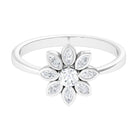 1/2 CT Simulated Diamond Elegant Flower Ring in Gold Zircon - ( AAAA ) - Quality - Rosec Jewels